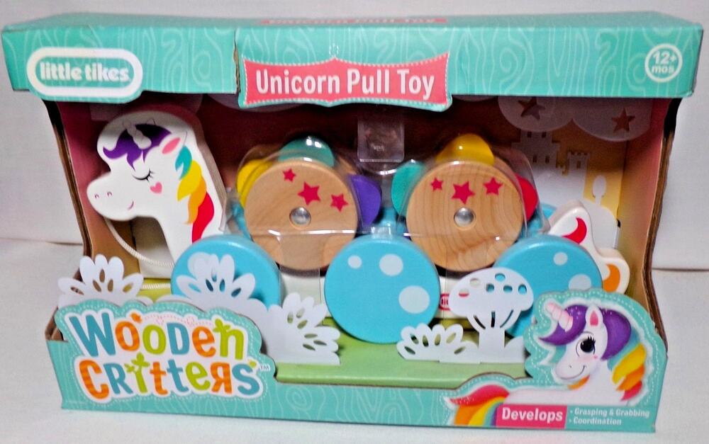 Little Tikes Wooden Critters Unicorn Pull-Along Toy Toddler ages 12+ Months